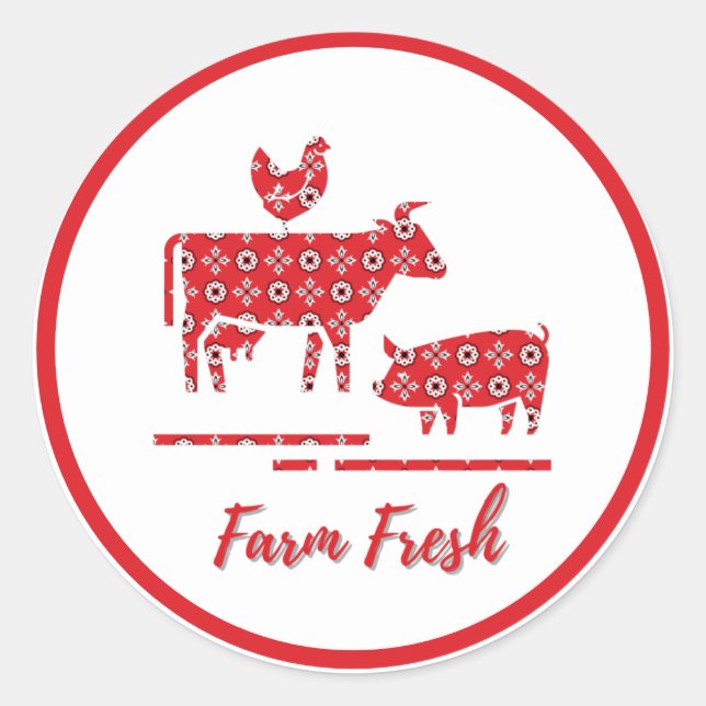 Sticker Rond Animaux de ferme Bandana Imprimer (Devant)