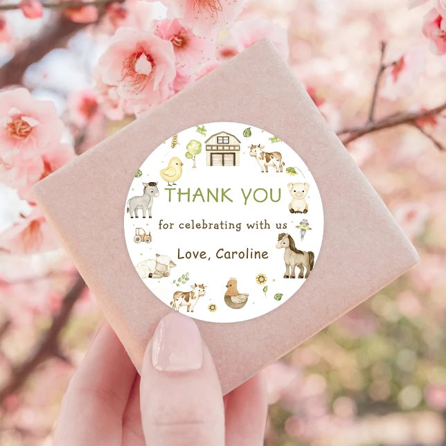 Sticker Rond Animaux de ferme Barnyard fête d'anniversaire (Créateur téléchargé)