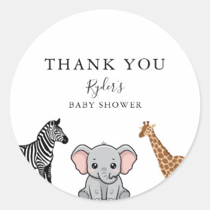 Sticker Rond Animaux de la forêt de Woodland Baby Shower