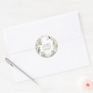 Sticker Rond Animaux de safari à l'aquarelle Baby Shower