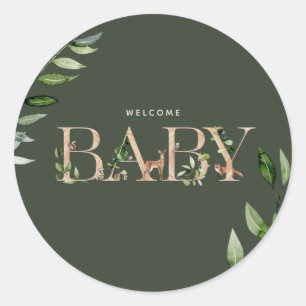 Sticker Rond Animaux des bois Letter le Baby shower