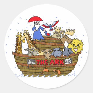 Sticker Rond Animaux deux par deux sur l'arche de Noé