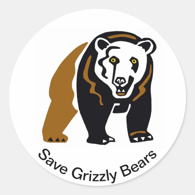 Sticker Rond Animaux en voie de disparition - Sauvez les OURS g (Devant)