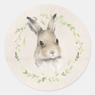 Sticker Rond Animaux forestiers Lapin Lapin Lapin Baby shower v