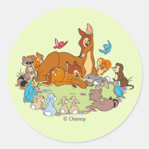 Sticker Rond Animaux forestiers Salutation Prince Bambi