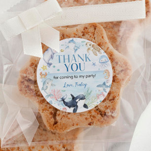 Sticker Rond Animaux marins Enfants sous la mer Anniversaire