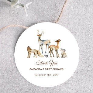 Sticker Rond Animaux Merci de Baby shower de bois