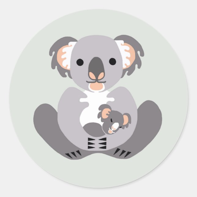 Sticker Rond Animaux sauvages - Cute KOALA - Nature - Faune (Devant)