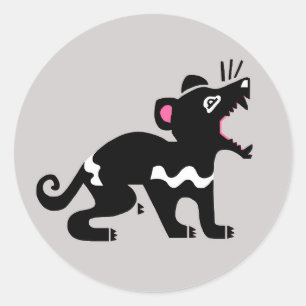 Sticker Rond Animaux sauvages -DIABLE Tasmanien -Australie -