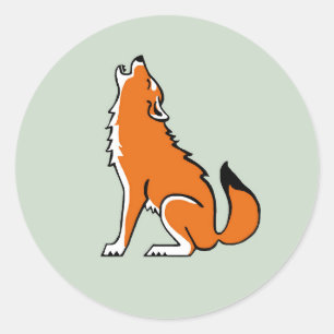 Sticker Rond Animaux sauvages - Howling Red WOLF - Wildlife - U