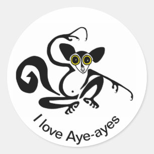 Sticker Rond Animaux sauvages - J'aime AYE-AYES - Nature - Faun