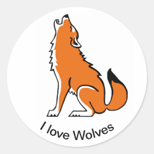 Sticker Rond Animaux sauvages - J'aime les LOUPS-Amoureux des a