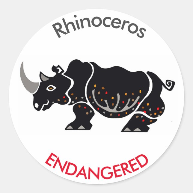 Sticker Rond Animaux sauvages - RHINOCEROS - Conservation - Afr (Devant)