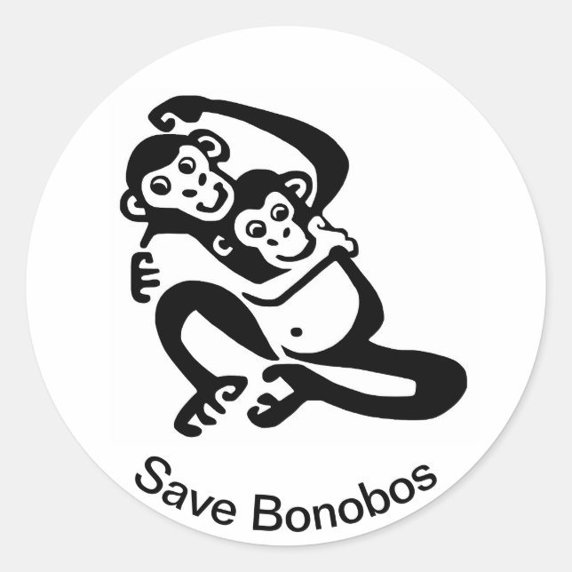 Sticker Rond Animaux sauvages - Sauvez les BONOBOS - Chimpanzé  (Devant)