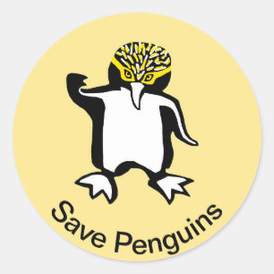 Sticker Rond Animaux sauvages - Sauvez les PENGUINS - Nature -
