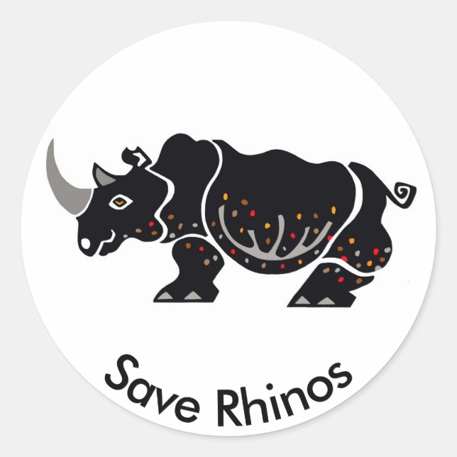 Sticker Rond Animaux sauvages - Save RHINOS - Nature - Afrique (Devant)