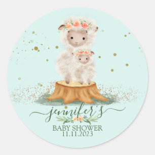 Sticker Rond Animaux verts Agneau Mouton Famille Favoriser