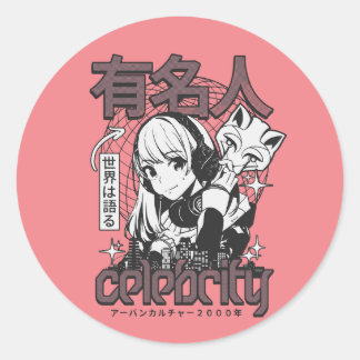 Sticker Rond anime_célébrité_fille_japonaise_cyber
