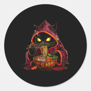 Sticker Rond Anime Enfants Chat Ramen Japonais Enfants Kawaii C