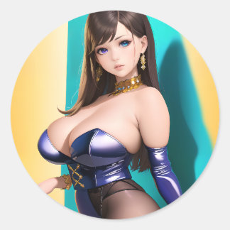 Sticker Rond Anime Girl 046