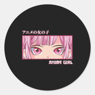 Sticker Rond Anime Girl Eyes Japonais Japon Art esthétique Anim