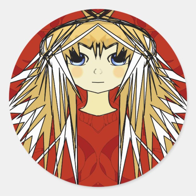Sticker Rond Anime Girl Power (Devant)