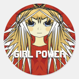 Sticker Rond Anime Girls - - Customisé