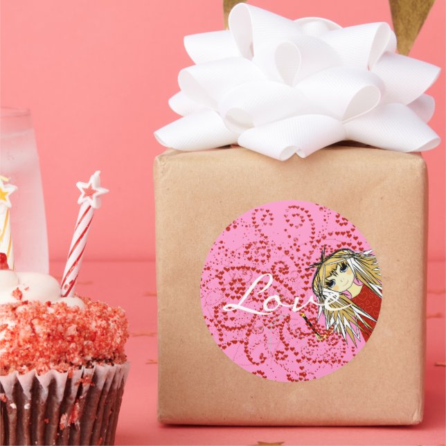 Sticker Rond Anime Love- (Fête)