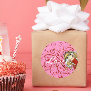 Sticker Rond Anime Love-