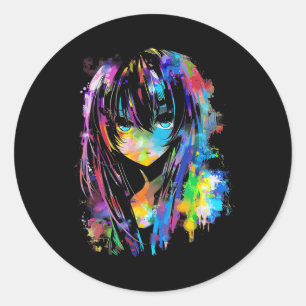 Sticker Rond Anime Manga Graphisme Colorful Art Anime