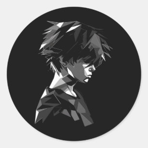 Sticker Rond Anime Manga Motif Polygon Art Anime