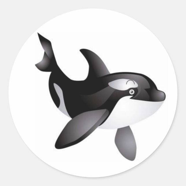 Sticker Rond Animé Orca Whale manche ronde (Devant)