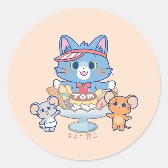 Sticker Rond Anime Tom, Jerry et Tuffy Dessert Parlor (Devant)