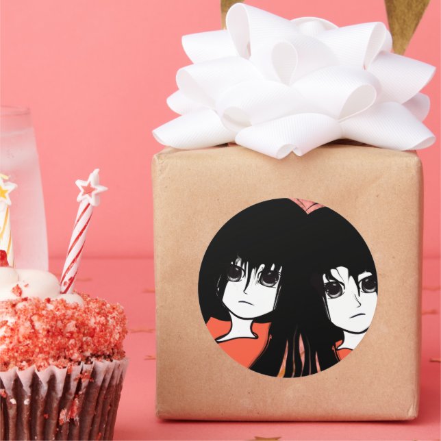 Sticker Rond Anime Twins (Fête)