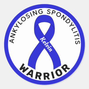 Sticker Rond Ankyloser Spondylitis Guerrier Ruban Blanc