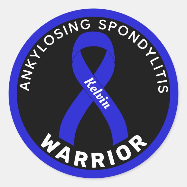 Sticker Rond Ankyloser Spondylitis Warrith Ribbon Noir (Devant)