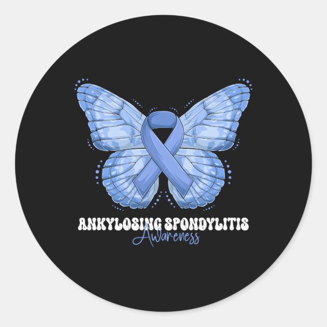 Sticker Rond Ankyloss Spondylitis Mois de sensibilisation Ruban (Devant)