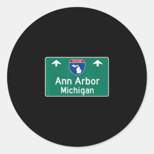 Sticker Rond Ann Arbor Michigan Mi Autoroute Vacances 