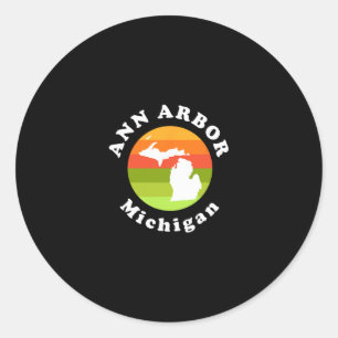 Sticker Rond Ann Arbor Michigan Plein Air Lever du Soleil Mi Va