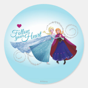 Sticker Rond Anna et Elsa  Amour de la famille