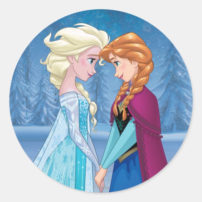 Sticker Rond Anna et Elsa| Ensemble pour toujours (Devant)