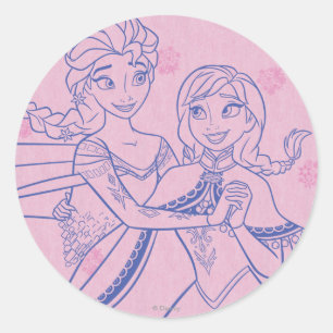 Sticker Rond Anna et Elsa   J'aime ma soeur