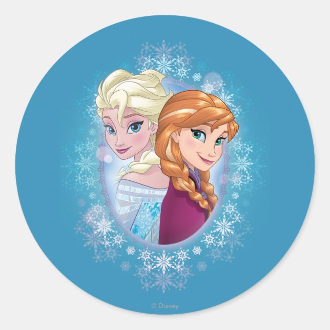 Sticker Rond Anna et Elsa | Magie hivernale (Devant)