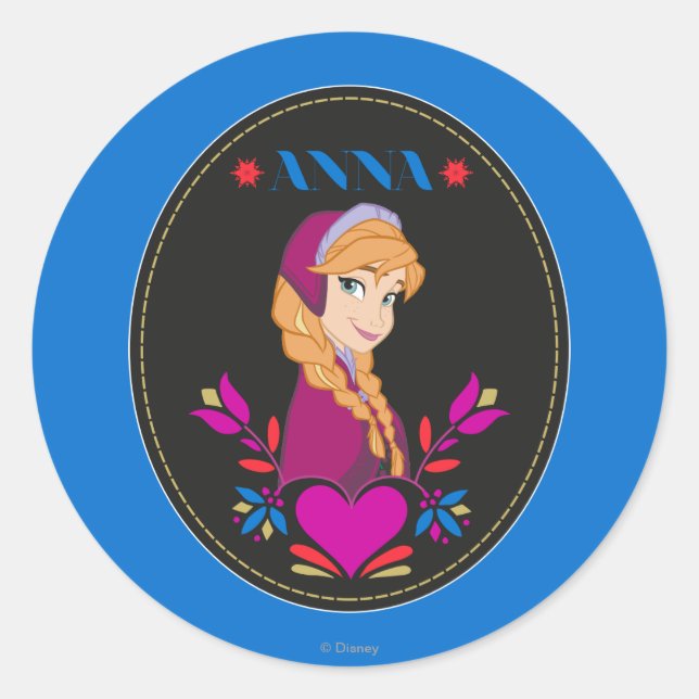 Sticker Rond Anna | Portrait en cercle noir (Devant)