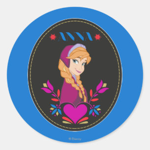 Sticker Rond Anna   Portrait en cercle noir
