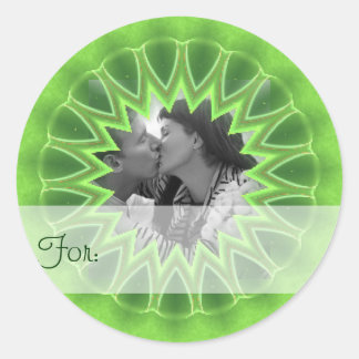 Sticker Rond Anneau de cadre photo vert Kaleidoscope Mandala
