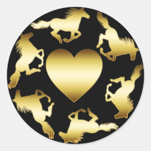 STICKER ROND ANNEAU DE CHEVAUX D'OR