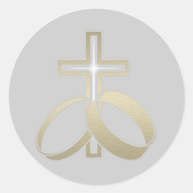 Sticker Rond Anneaux Mariages d'or et cadeaux croisés (Devant)