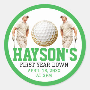 Sticker Rond Année Après Année, Golf ! 1ère fête d'anniversaire