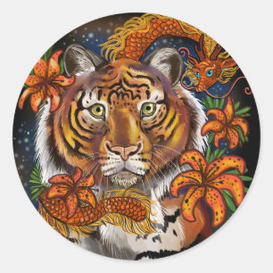 Sticker Rond Année chinoise du tigre